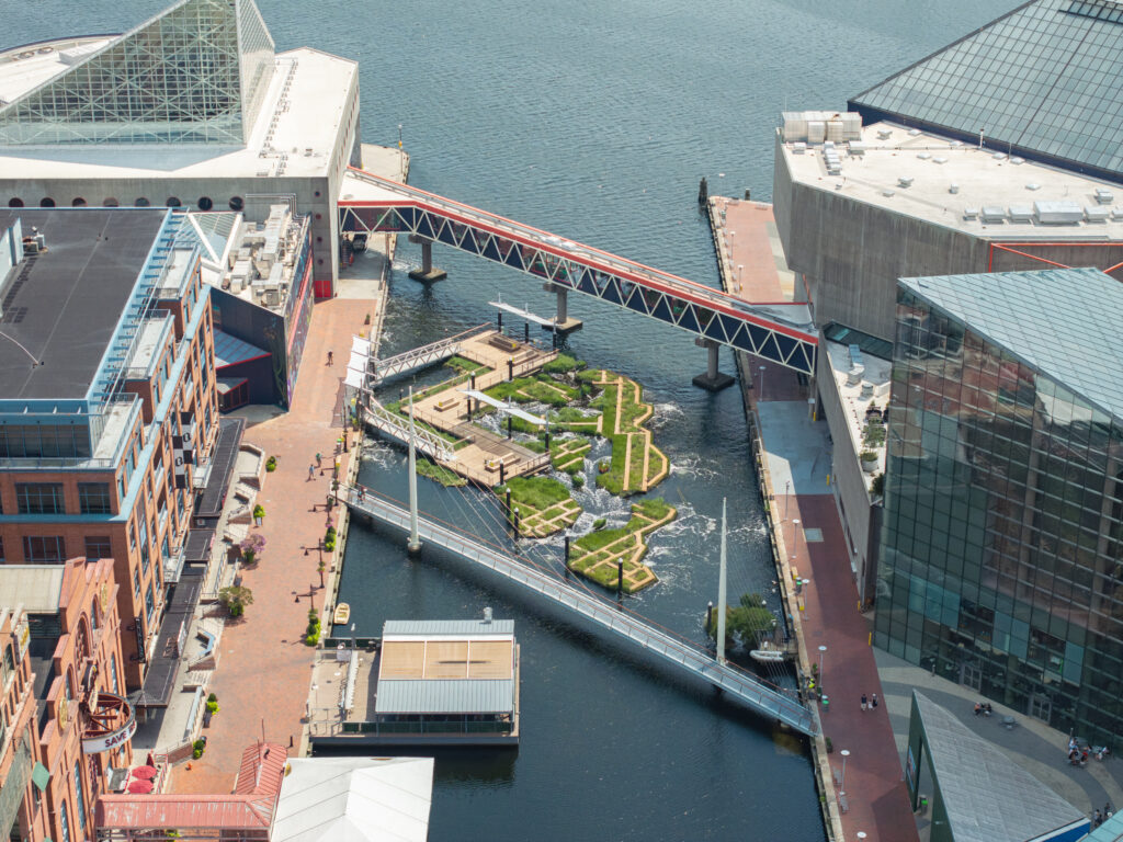 Above shot of the Harbor Wetlands