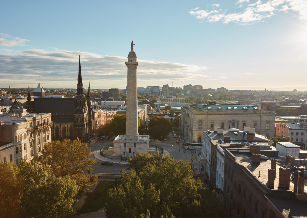 View of the Washington Monument in Mount Vernon.