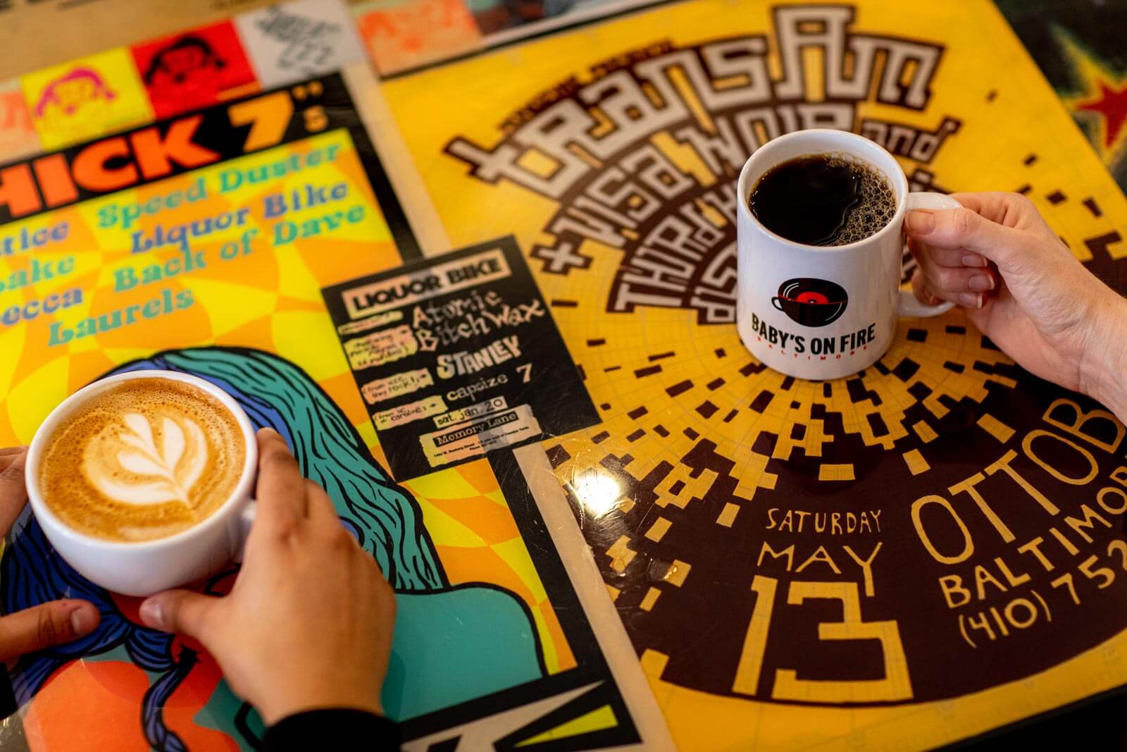 Coffee at Babys on Fire in Fells Point.