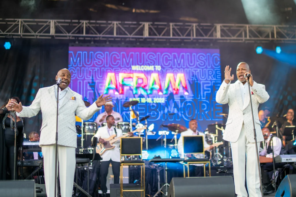 Performers on stage at AFRAM