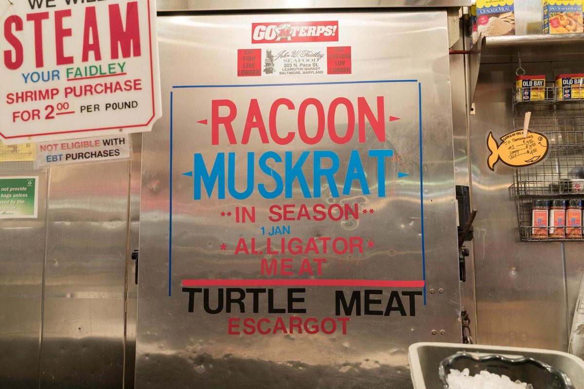 Faidleys signage at Lexington Market in Baltimore.