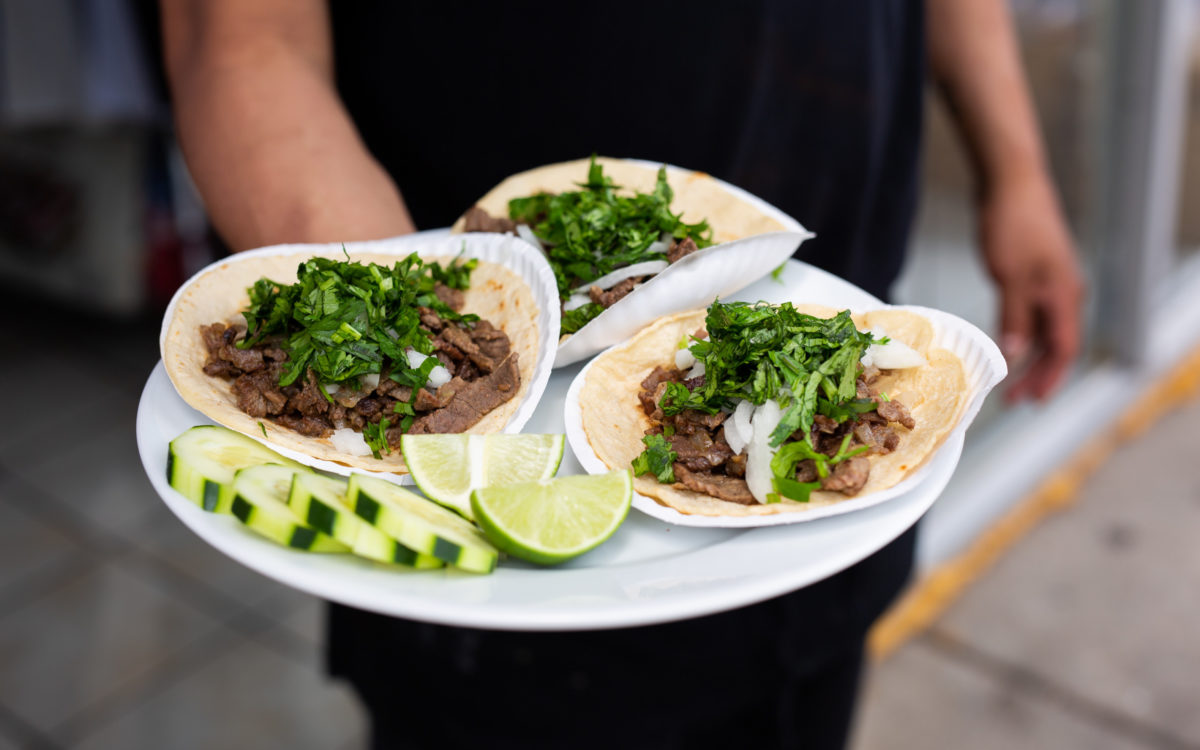 tacos on a plate at La Poblanita Restaurant
