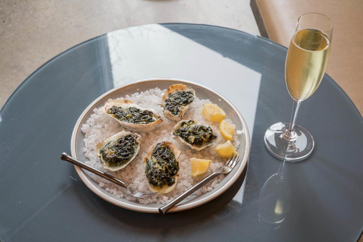 Oysters with champagne at True Chesapeake in Baltimore.