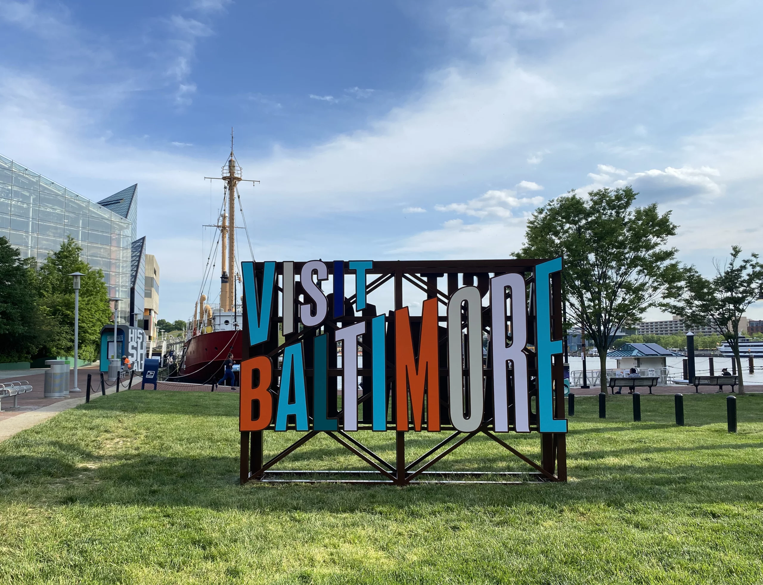 Visit Baltimore logo sculpture
