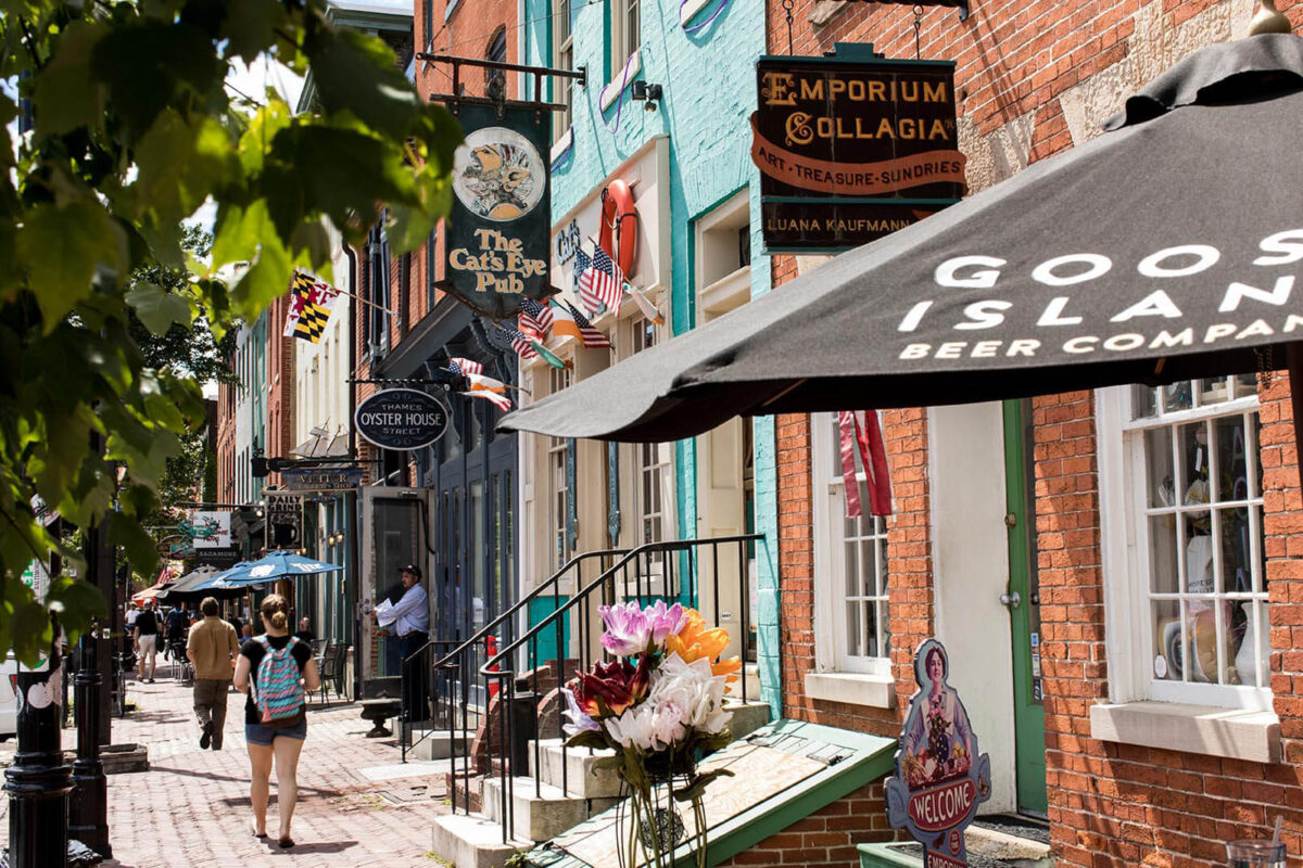 Shops in Fells Point, Baltimore.