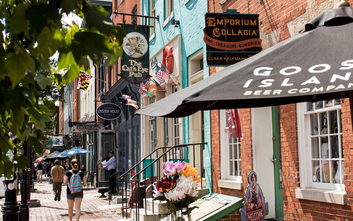 Shops in Fells Point, Baltimore.