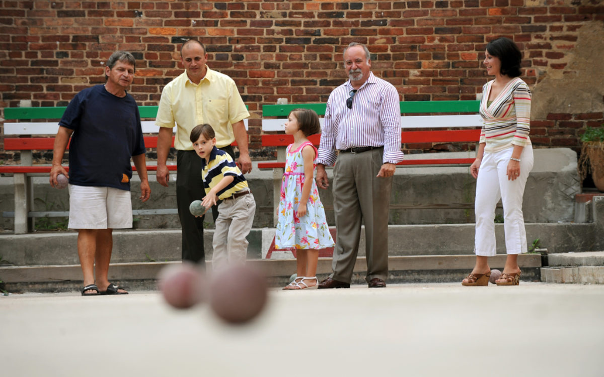People playing bocce