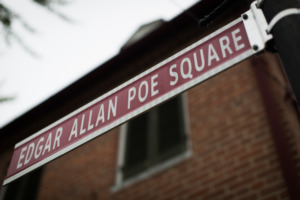 Edgar Allan Poe Square street sign
