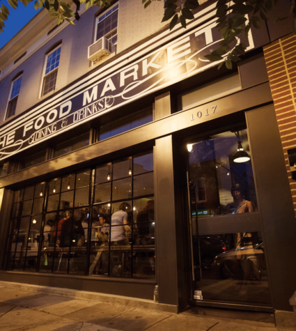 The exterior of food market brunch spots.