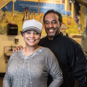 Couple at the Land of Kush square.